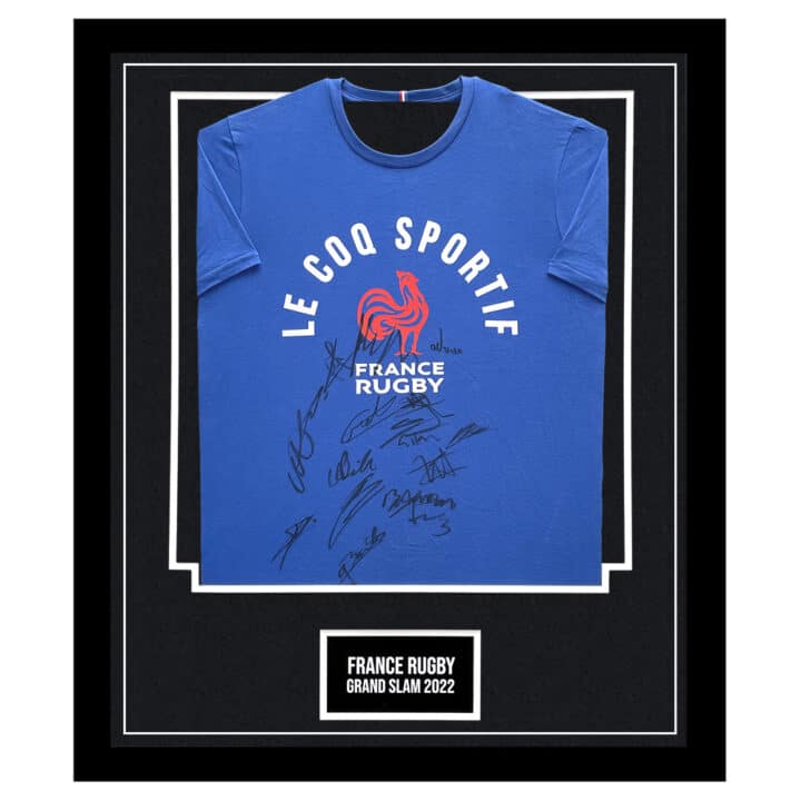 Signed France Rugby Framed Shirt - Grand Slam 2022