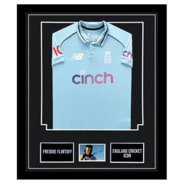 Signed Freddie Flintoff Framed Display - England Cricket Icon Shirt