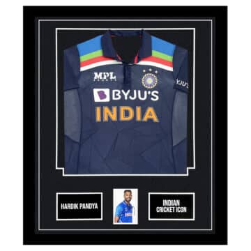 Signed Hardik Pandya Framed Display - India Cricket Icon Shirt