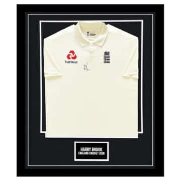 Signed Harry Brook Framed Shirt - England Cricket Icon