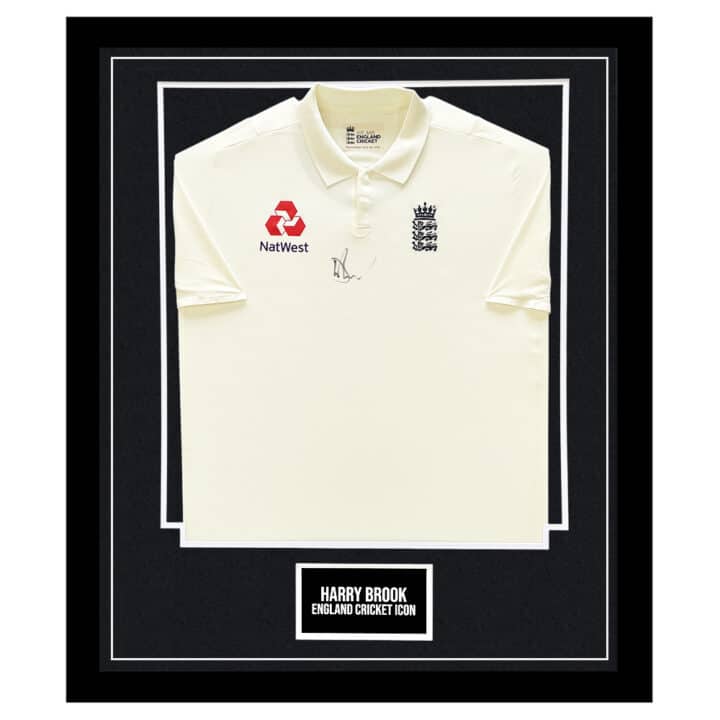 Signed Harry Brook Framed Shirt - England Cricket Icon