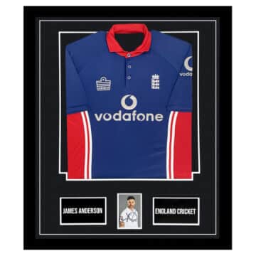 Signed James Anderson Framed Display Shirt - England Cricket