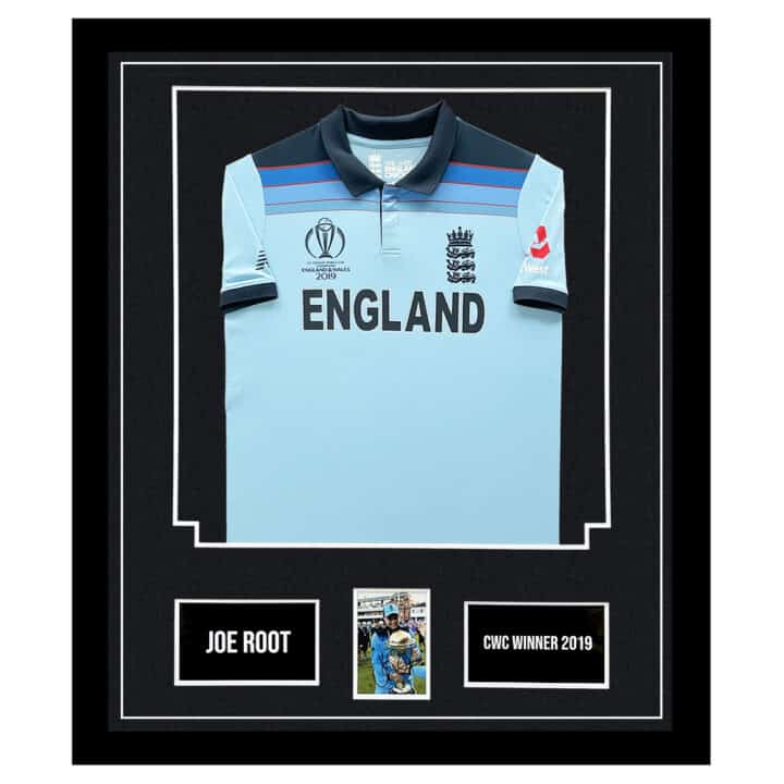 Signed Joe Root Framed Display - CWC Winner 2019 Jersey