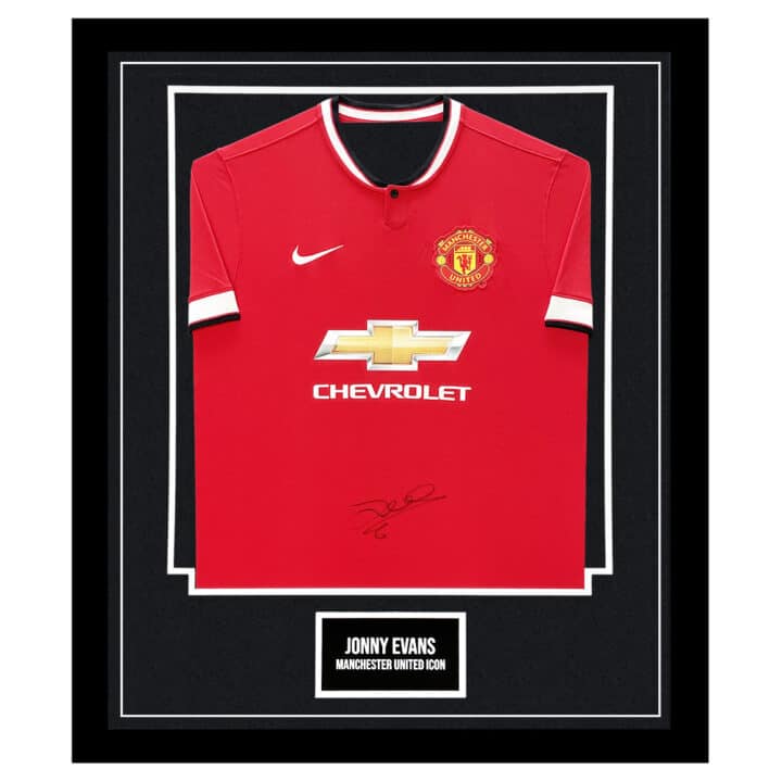 Signed Jonny Evans Framed Shirt - Manchester United Icon