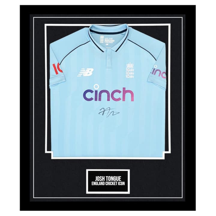 Signed Josh Tongue Framed ODI Shirt - England Cricket Icon