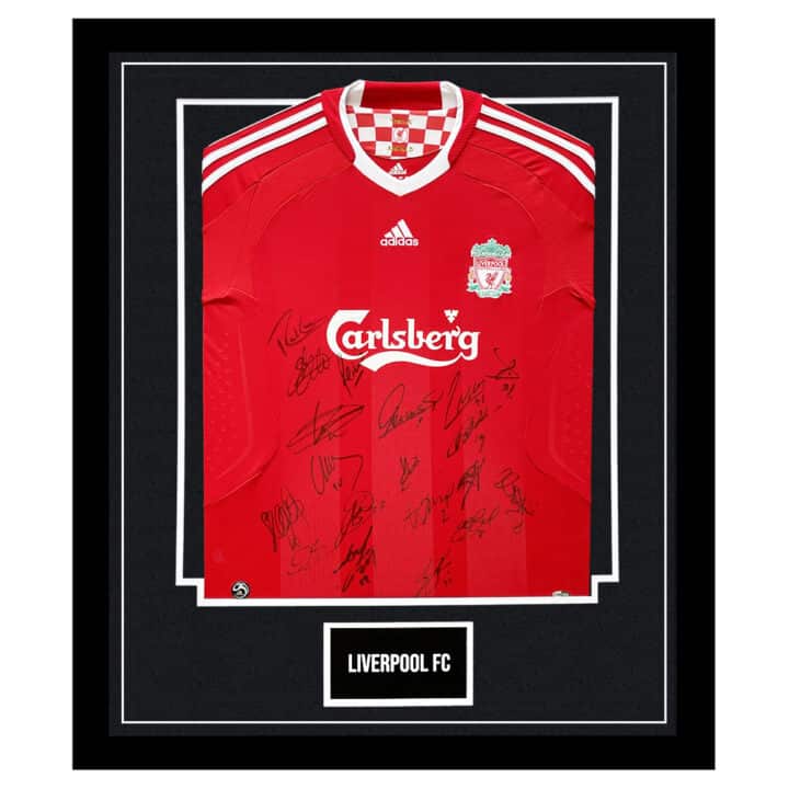 Signed Liverpool FC Framed Away Shirt - Premier League Squad 2008-09