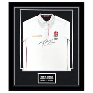 Signed Martin Johnson Framed Shirt - Australia vs England 2003