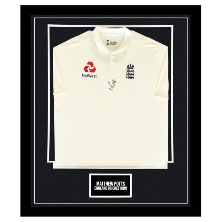 Signed Matthew Potts Framed Shirt - England Cricket Icon