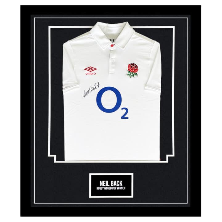 Signed Neil Back Framed England Shirt - Rugby World Cup Winner