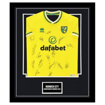 Signed Norwich City Framed Shirt - Championship Winners 2021