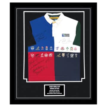 Signed RWC Framed Shirt - Winning Captains McCaw, Pienaar & Johnson