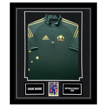 Signed Shane Warne Framed Display - Australia Cricket Icon Shirt