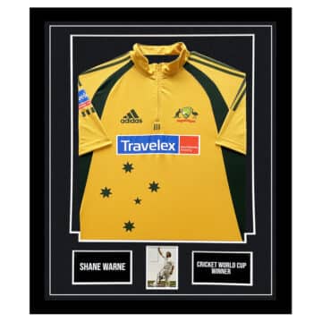 Signed Shane Warne Framed Display Shirt - Cricket World Cup Winner