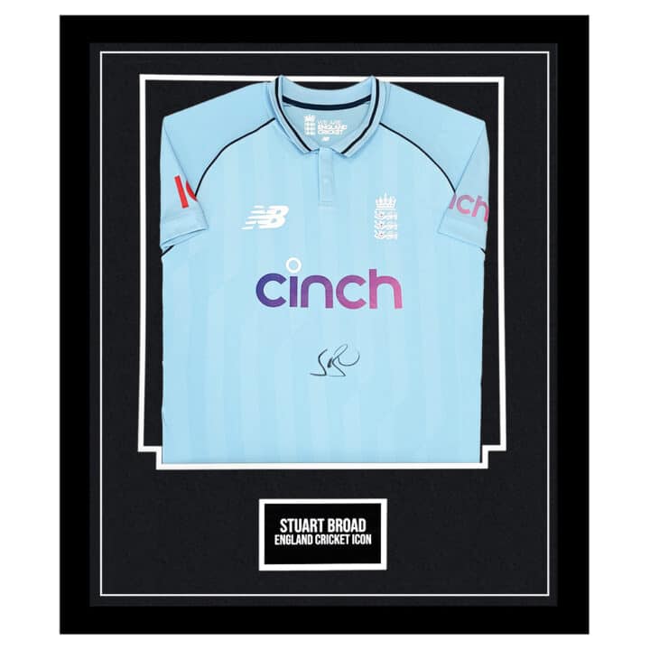 Signed Stuart Broad Framed ODI Shirt - England Cricket Icon