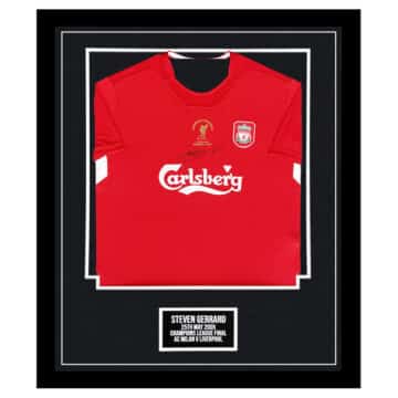 Steven Gerrard Signed Framed Shirt - AC Milan v Liverpool UCL Final 2005