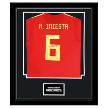 Framed Andres Iniesta Signed Shirt - Spain Icon Autograph