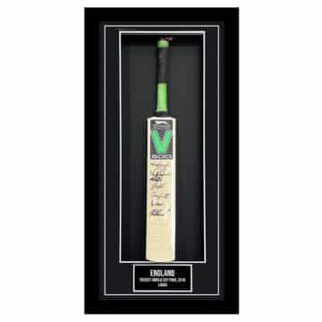 Framed England Cricket Signed Bat - World Cup Final vs New Zealand