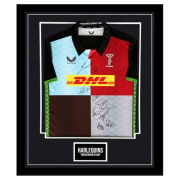 Framed Harlequins Signed Shirt - Premiership Rugby Autograph