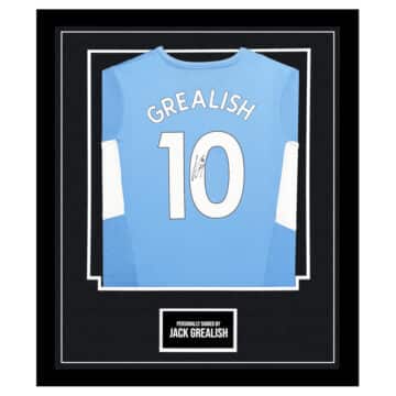 Framed Jack Grealish Signed Shirt - Manchester City Autograph