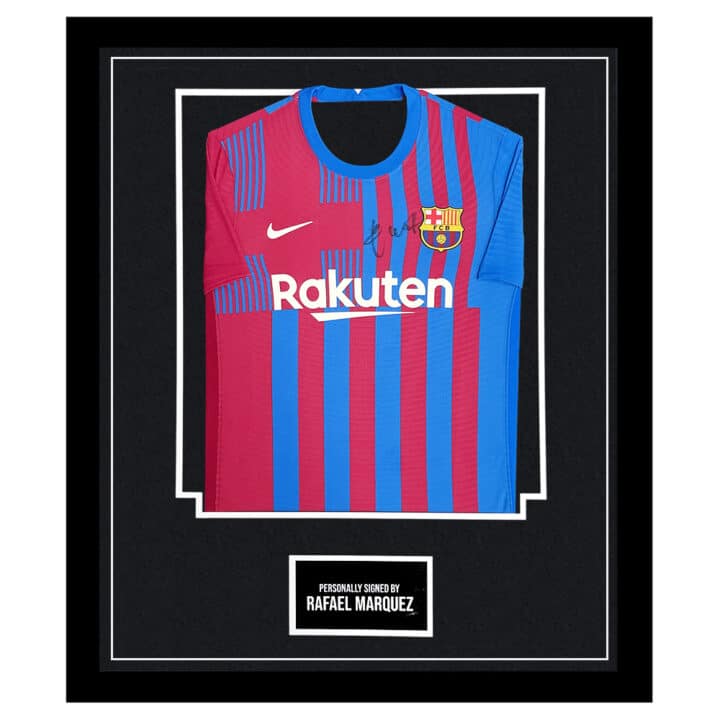 Framed Rafael Marquez Signed Shirt - FC Barcelona Autograph