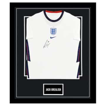 Jack Grealish Signed Framed Shirt - England Autograph