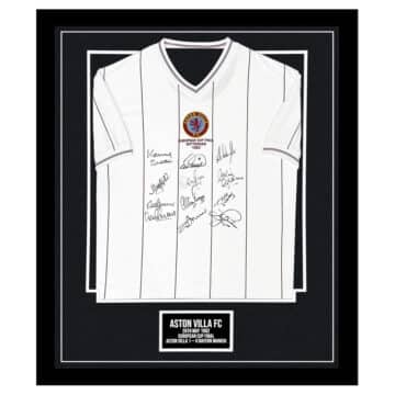 Signed Aston Villa Framed Shirt - European Cup Final vs Bayern Munich