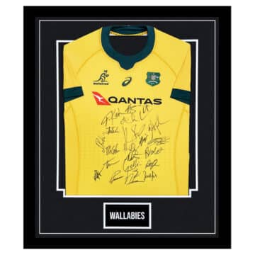 Signed Australia Wallabies Framed Shirt - Rugby Squad Autograph