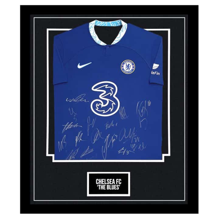 Signed Chelsea FC 'The Blues' Framed Shirt - Premier League Squad Autograph