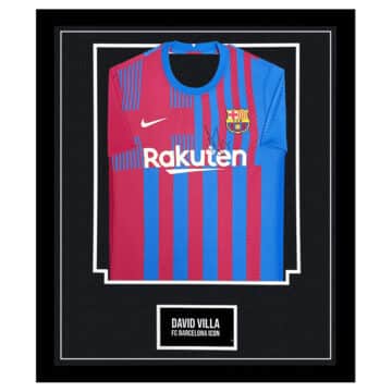 Signed David Villa Framed Shirt - FC Barcelona Icon