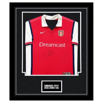 Signed Emmanuel Petit Framed Arsenal FC Shirt - Double Winner 1998