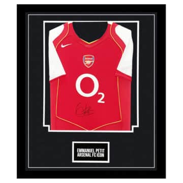 Signed Emmanuel Petit Framed Shirt - Arsenal FC Icon