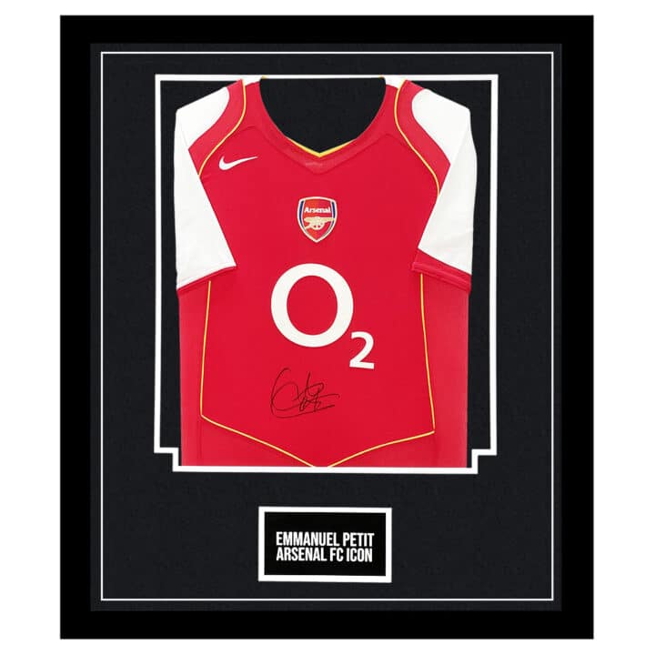 Signed Emmanuel Petit Framed Shirt - Arsenal FC Icon