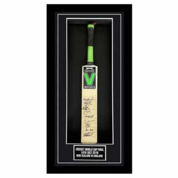 Signed England Framed Bat - CWC Final vs New Zealand