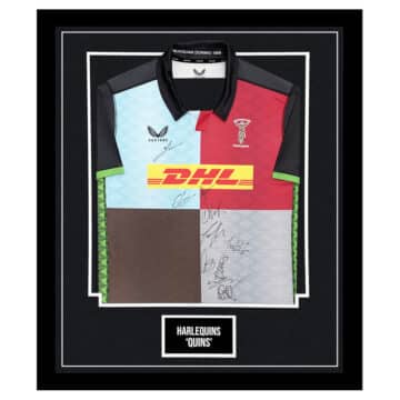 Signed Harlequins 'Quins' Framed Shirt - Premiership Squad Autograph