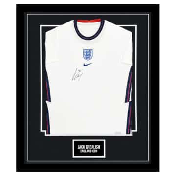 Signed Jack Grealish Framed Shirt - England Icon Autograph