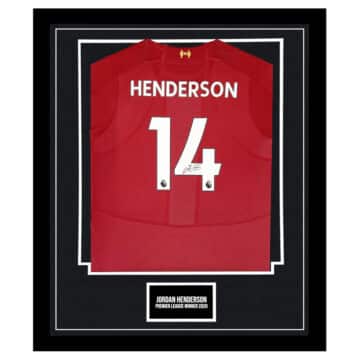 Signed Jordan Henderson Framed Shirt - Premier League Winner 2020