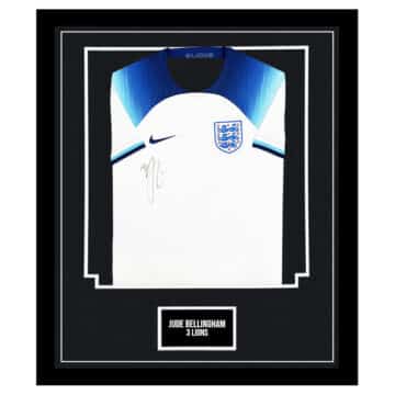 Signed Jude Bellingham Framed Shirt - England 3 Lions Autograph