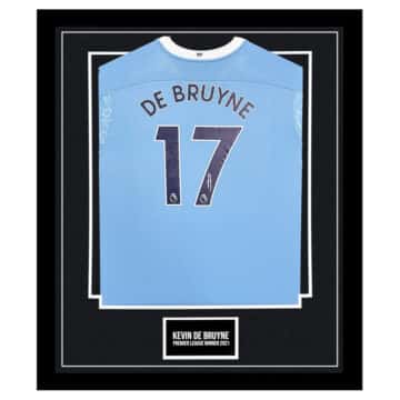 Signed Kevin De Bruyne Framed Shirt - Premier League Winner 2021