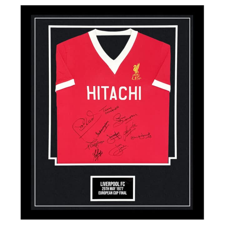 Signed Liverpool FC Framed Shirt - European Cup Final 1977