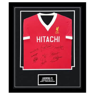 Signed Liverpool Framed Shirt - 1977 Final vs Borussia Monchengladbach