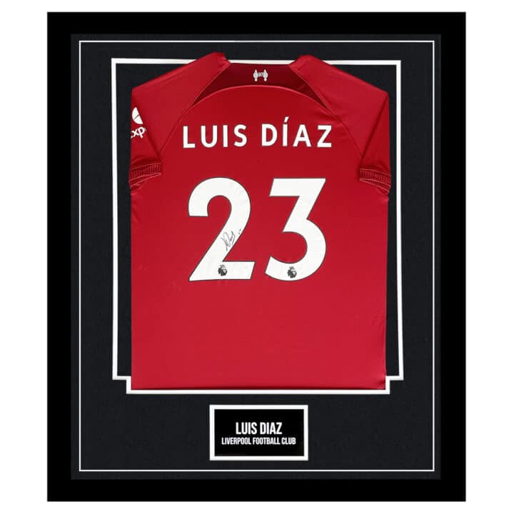 Signed Luis Diaz Framed Shirt - Liverpool Football Club Icon