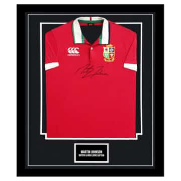 Signed Martin Johnson Framed Shirt - British & Irish Lions Captain