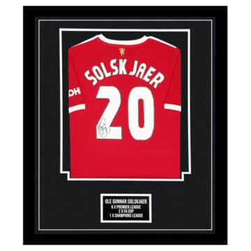 Signed Ole Gunnar Solskaer Framed Shirt - Manchester United Honours