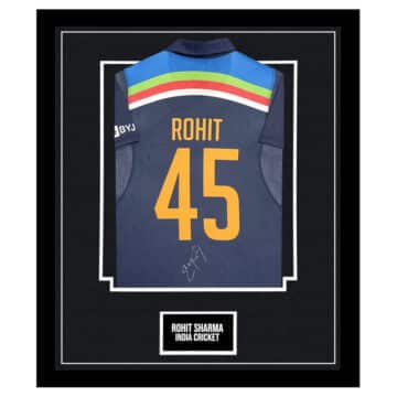 Signed Rohit Sharma Framed Shirt - India Cricket Autograph