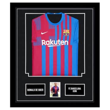 Signed Ronald de Boer Framed Display Shirt- FC Barcelona Icon