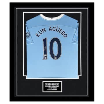 Signed Sergio Aguero Framed Shirt - Manchester City Honours