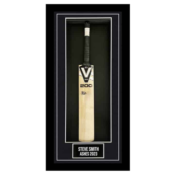 Signed Steve Smith Framed Cricket Bat - Ashes 2023 Autograph