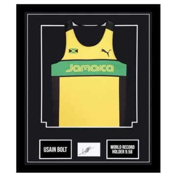 Signed Usain Bolt Framed Display Shirt - World Record Holder 9.58