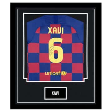 Signed Xavi Framed Shirt - FC Barcelona Icon Autograph