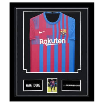 Signed Yaya Toure Framed Display Shirt- La Liga Champion 2009